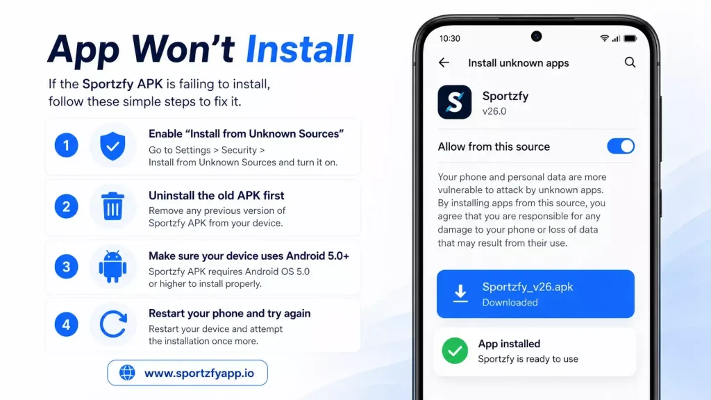 Sportzfy not Installing fix