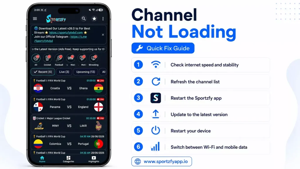 sportzfy channels fix